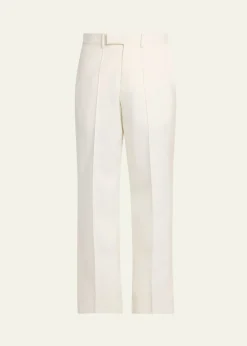 McQueenMen's Wool Pintuck-Pleated Wide-Leg Trousers