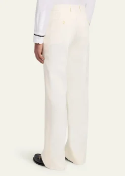 McQueenMen's Wool Pintuck-Pleated Wide-Leg Trousers