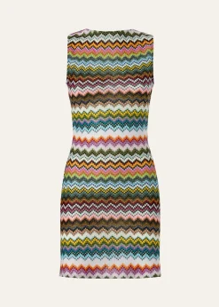 MissoniMare Open-Back Striped Metallic Crochet Mini Dress