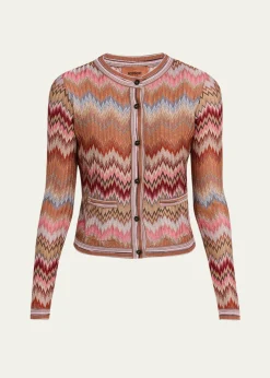 MissoniMulticolor Snake Chevron Crewneck Cardigan