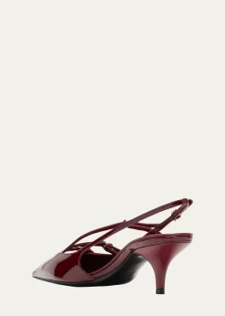 Miu MiuPatent Buckle-Trio Slingback Pumps