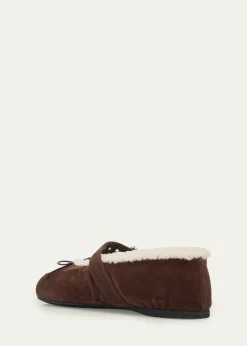 Miu MiuShearling-Lined Suede Mary Jane Ballerina Flats