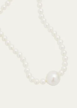 MizukiFull Freshwater Pearl Strand Necklace with Large Center
