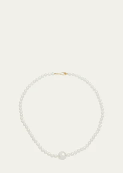 MizukiFull Freshwater Pearl Strand Necklace with Large Center