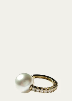 Mizuki18K Yellow Gold Cuff Earring with Akoya Pearl, Single