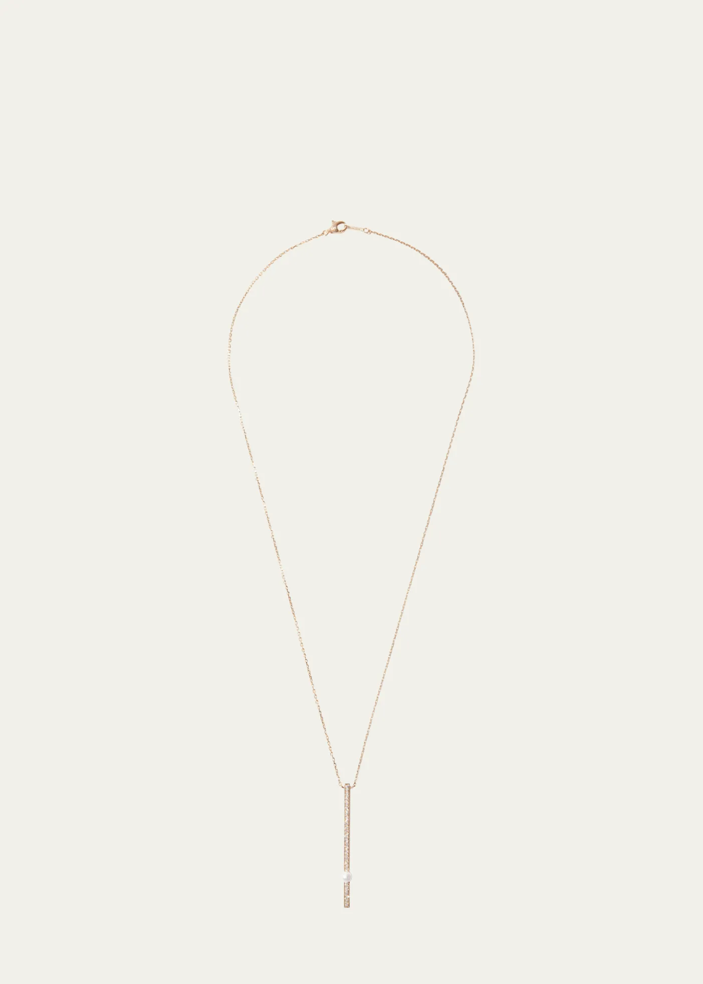 Mizuki14K Yellow Gold Vertical Diamond Bar Necklace with Freshwater Pearl, 20"L