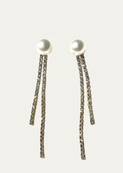 Mizuki18K Yellow Gold White Akoya Pearl and Diamond Drop Short Earrings