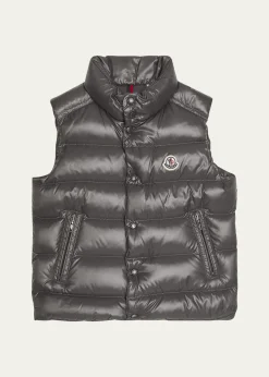 Moncler Boy's Tib Logo Quilted Vest, Size 4-6