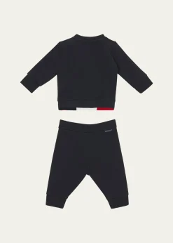MonclerBoy's Logo Sweatshirt and Pants Set, Size 3M-3