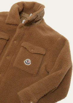 MonclerBoy's Teddy Fleece Logo-Patch Shirt Jacket, Size 4-6