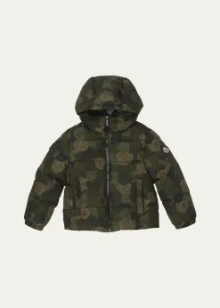 MonclerBoy's Escer Camo Logo-Print Puffer Jacket, Size 12-14