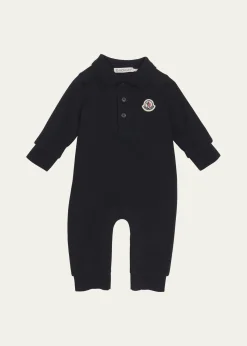 MonclerBoy's Logo-Print Polo Romper, Size Newborn-24M