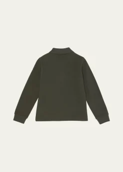MonclerBoy's Logo Tape Long-Sleeve Polo Shirt, Size 12-14