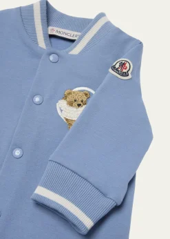 MonclerBoy's Teddy Bear Varsity Footed Romper, Size 1M-24M