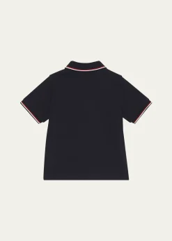 MonclerBoy's Tricolor-Trim Short-Sleeve Polo Shirt, Size 12-14