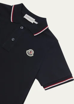 MonclerBoy's Tricolor-Trim Short-Sleeve Polo Shirt, Size 12-14
