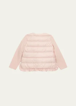 MonclerGirl's Rib-Sleeve Quilted Down Cardigan, Size 12M-3
