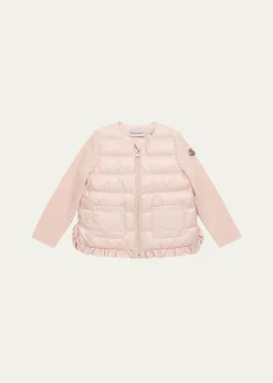 MonclerGirl's Rib-Sleeve Quilted Down Cardigan, Size 12M-3