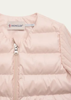 MonclerGirl's Rib-Sleeve Quilted Down Cardigan, Size 12M-3