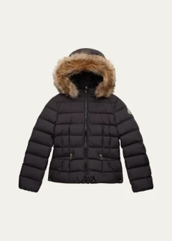 MonclerGirl's Bodette Puffer Jacket W/ Dyed Shearling Hood, Size 8-14