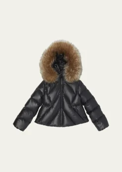 MonclerGirl's Domas Shearling Hooded Down Jacket, Size 12-14