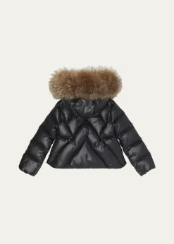 MonclerGirl's Domas Shearling Hooded Down Jacket, Size 8-10