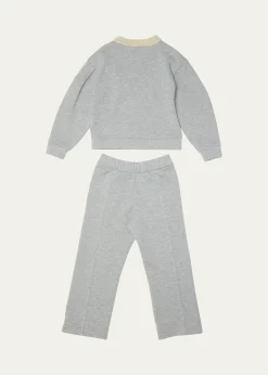 MonclerGirl's Floral Applique Sweatshirt & Sweatpants Set, Size 8-10