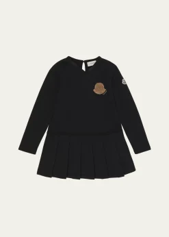 MonclerGirl's Logo Detail Pleated Sweatshirt Dress, Size 12-14