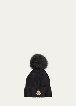 MonclerGirl's Ribbed Logo-Patch Wool Beanie