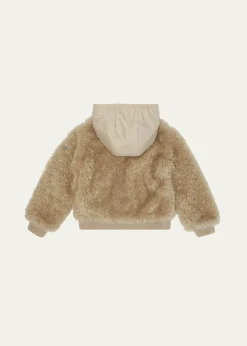 MonclerGirl's Teddy Zip-Front Cardigan with Nylon Hood, Size 8-10