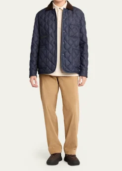 Moncler GrenobleMen's Cotton & Leather Quilted Jacket