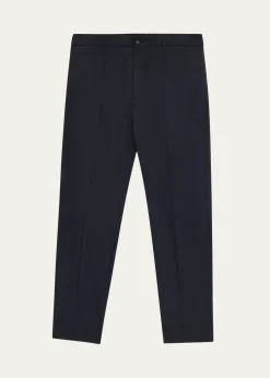 MonclerMen's Cotton Leather-Trim Straight Leg Trousers