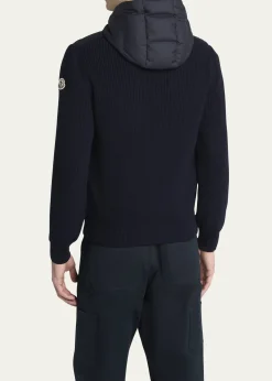 MonclerMen's Down Quilted Wool Knit Hooded Cardigan