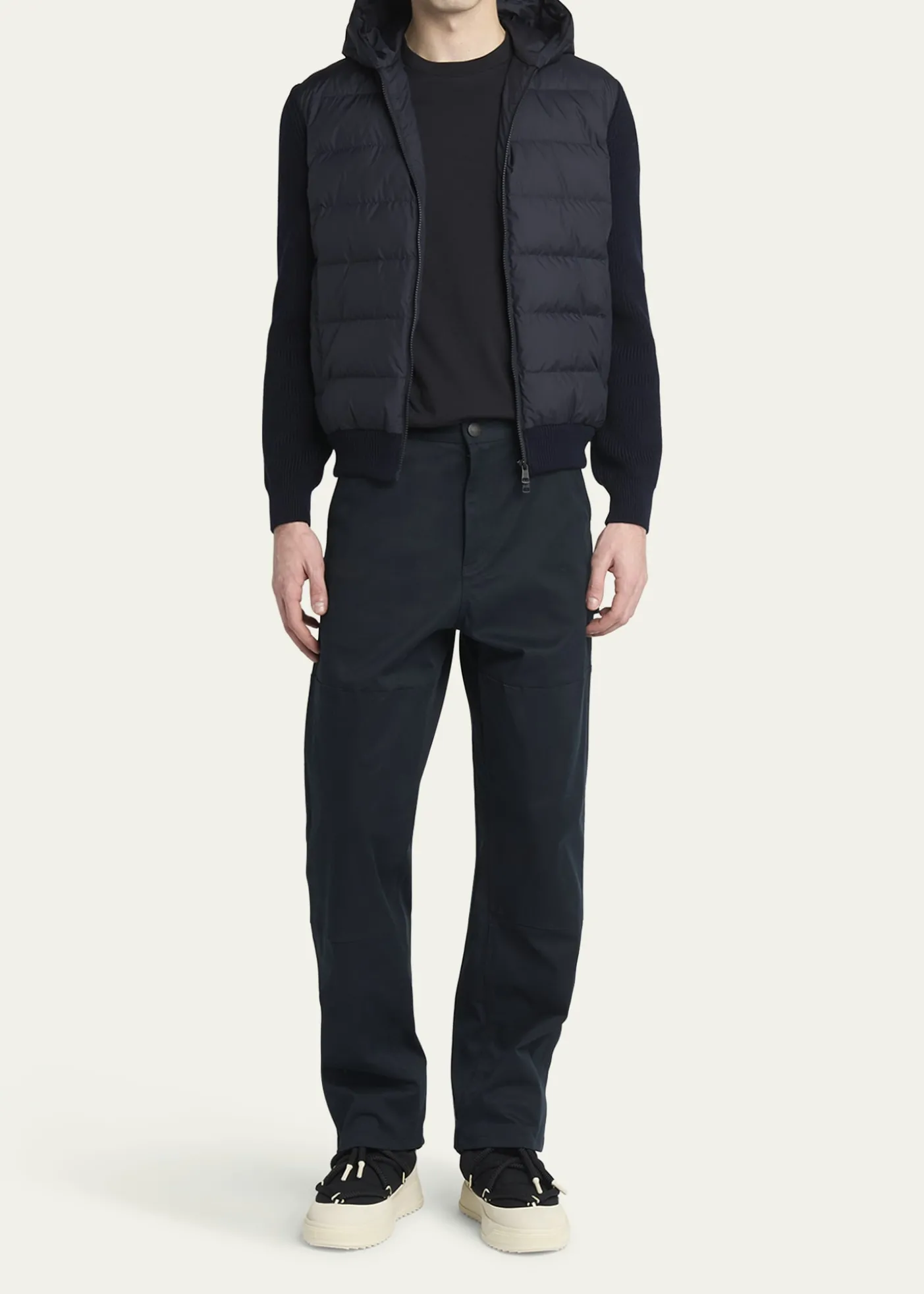 MonclerMen's Down Quilted Wool Knit Hooded Cardigan