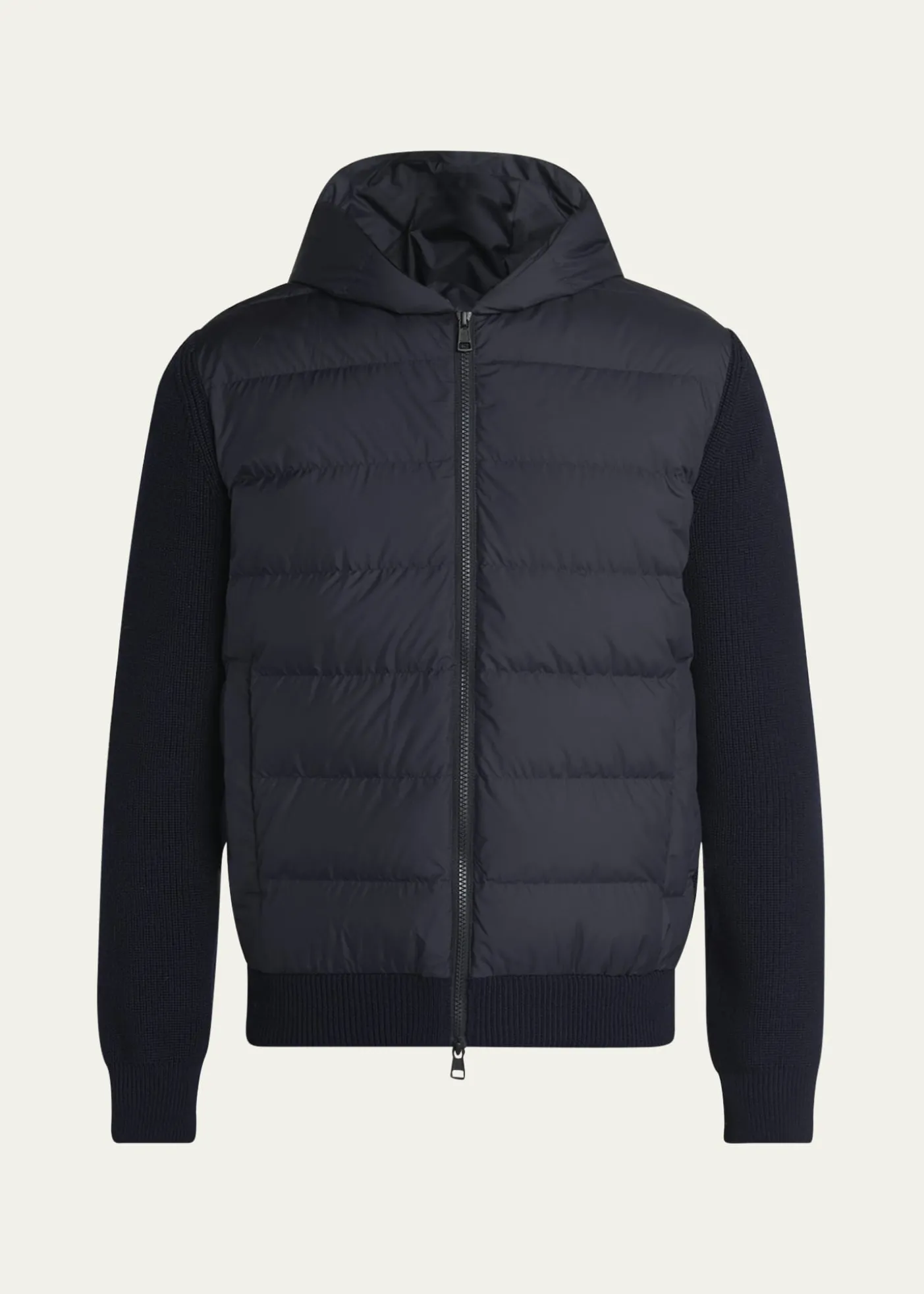 MonclerMen's Down Quilted Wool Knit Hooded Cardigan