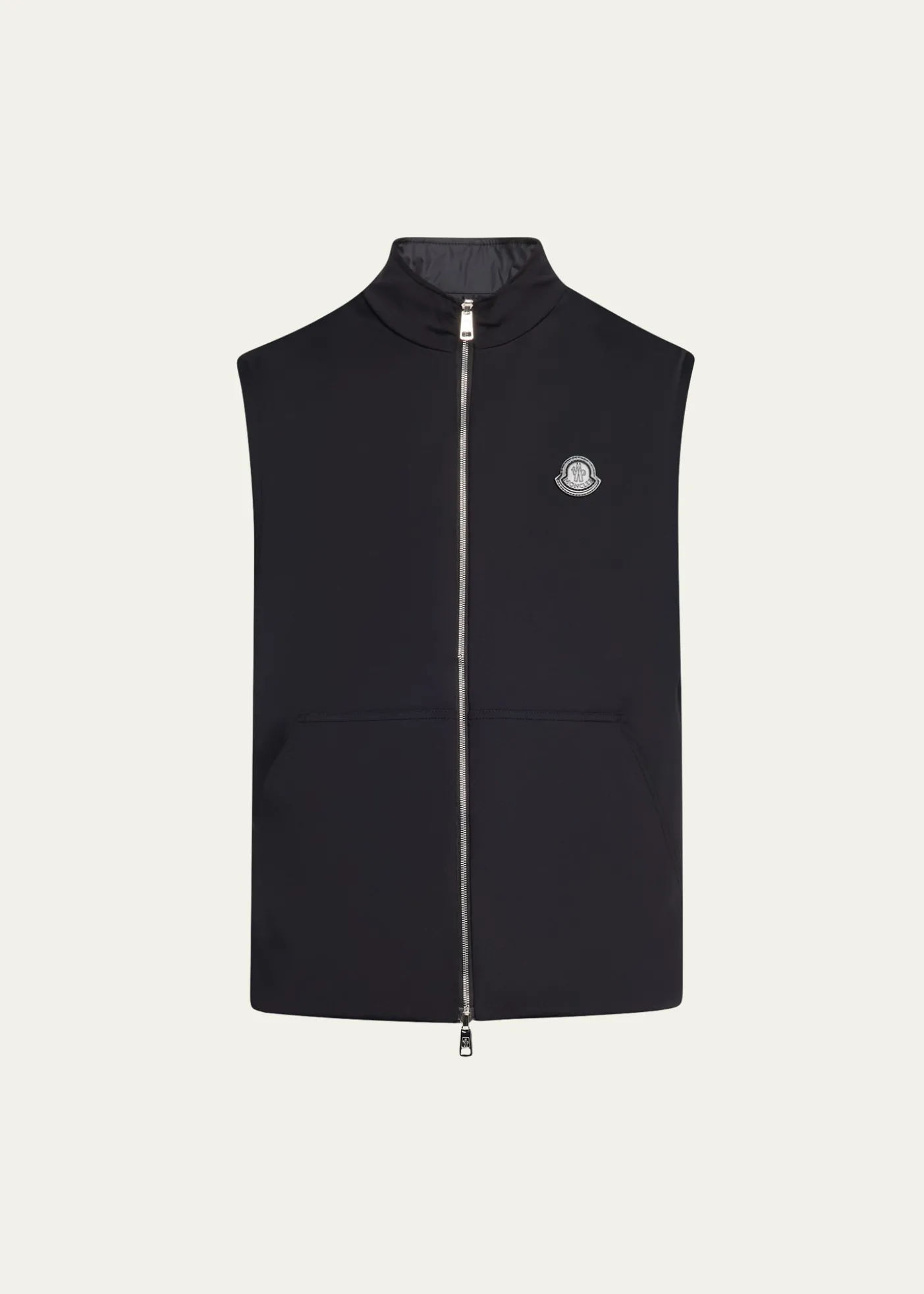 MonclerMen's Full-Zip Leather-Emblem Vest
