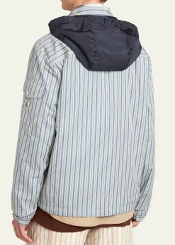 MonclerMen's Havas Stripe Full-Zip Hooded Shirt Jacket
