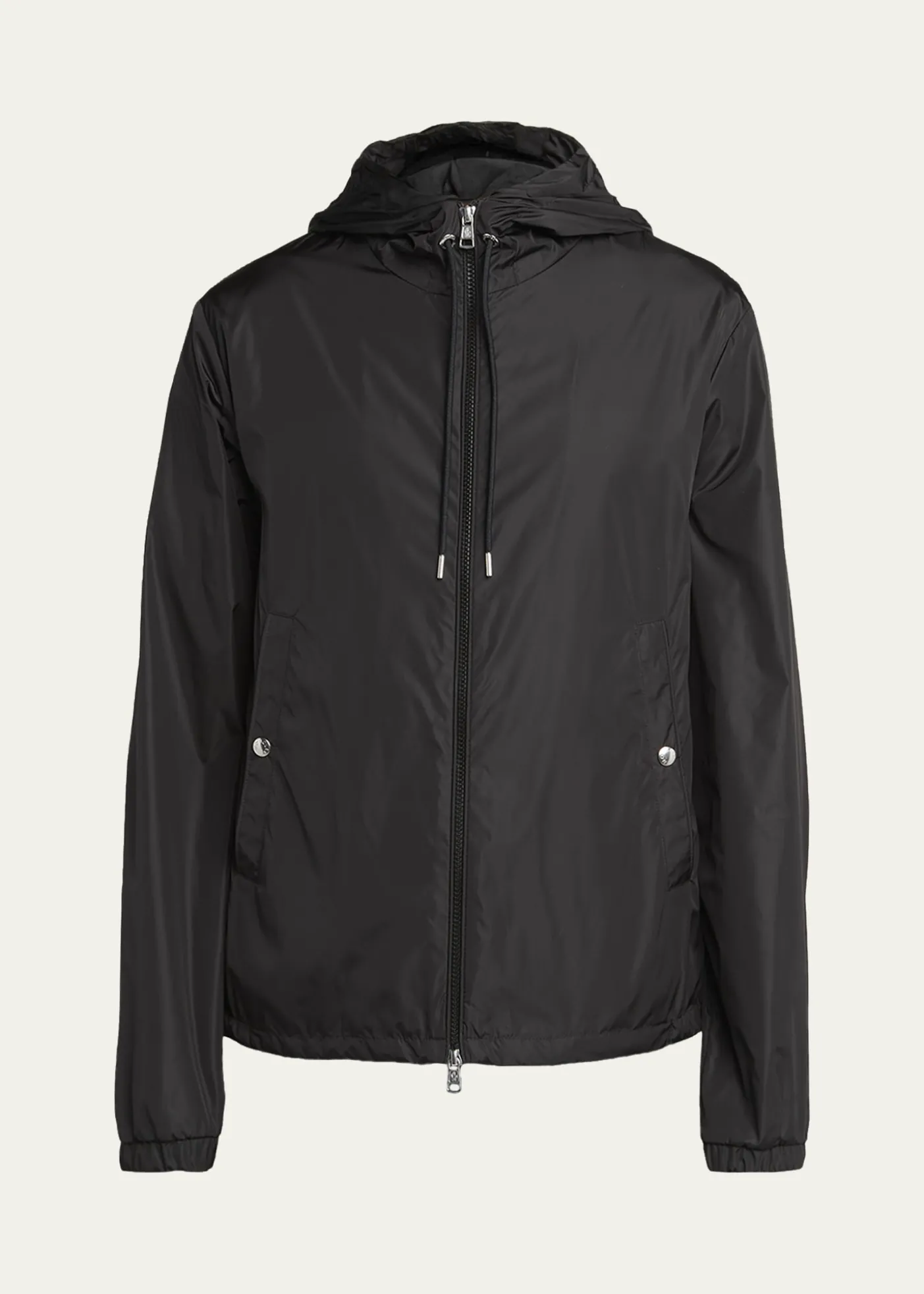 MonclerMen's Nylon Hooded Grosgrain-Trim Full-Zip Jacket