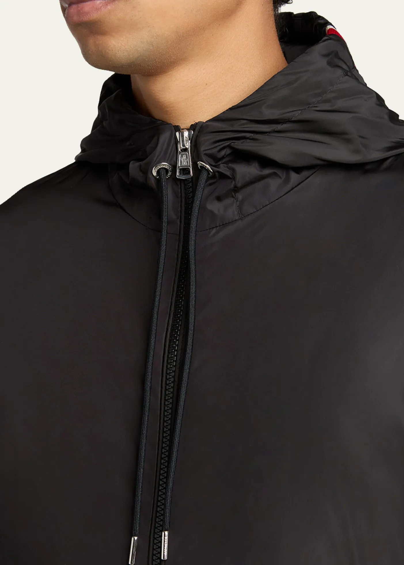 MonclerMen's Nylon Hooded Grosgrain-Trim Full-Zip Jacket