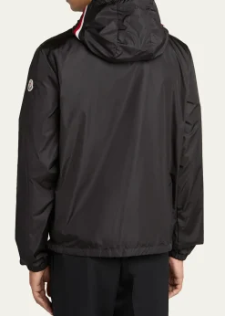 MonclerMen's Nylon Hooded Grosgrain-Trim Full-Zip Jacket