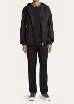 MonclerMen's Nylon Hooded Grosgrain-Trim Full-Zip Jacket
