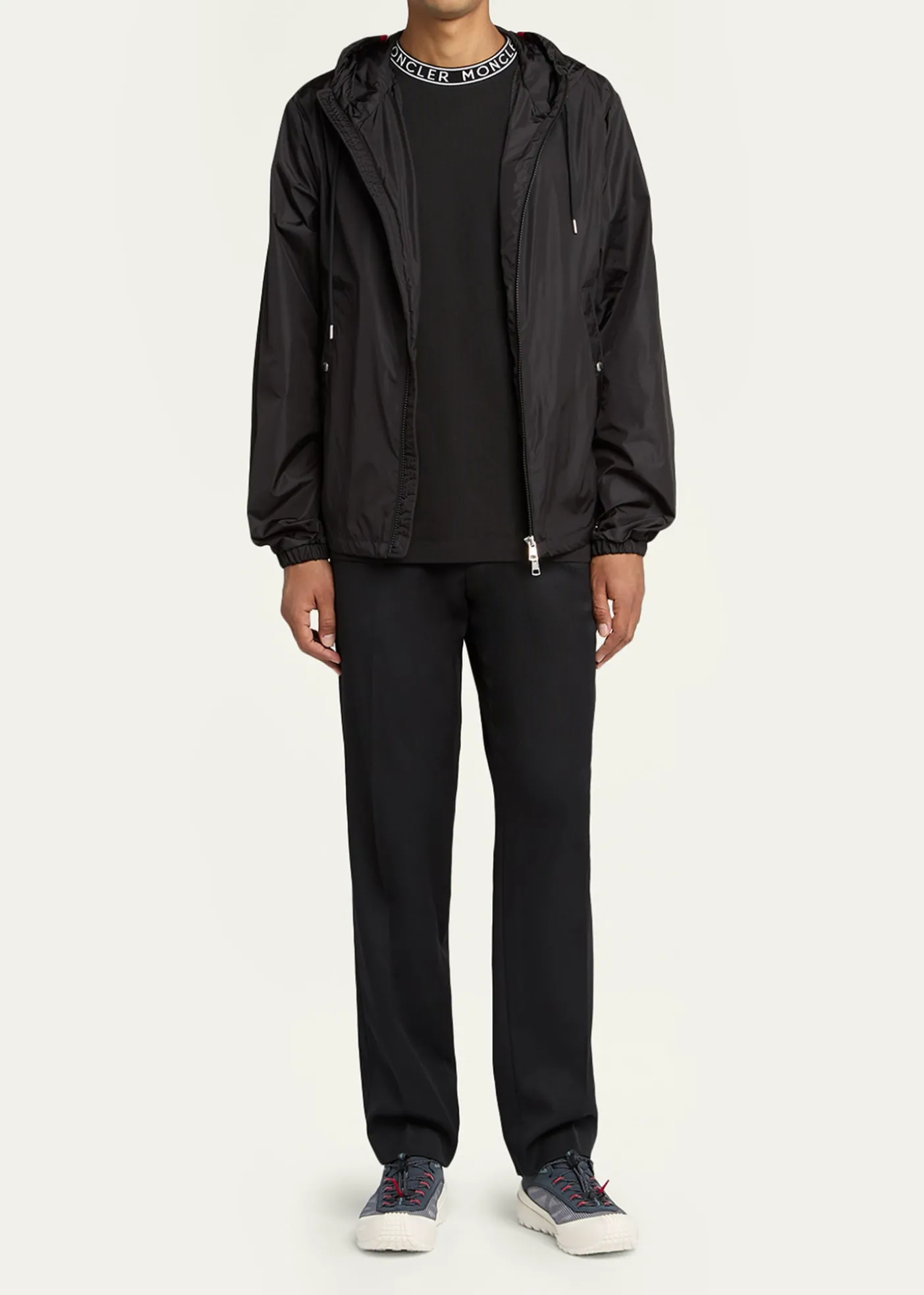 MonclerMen's Nylon Hooded Grosgrain-Trim Full-Zip Jacket