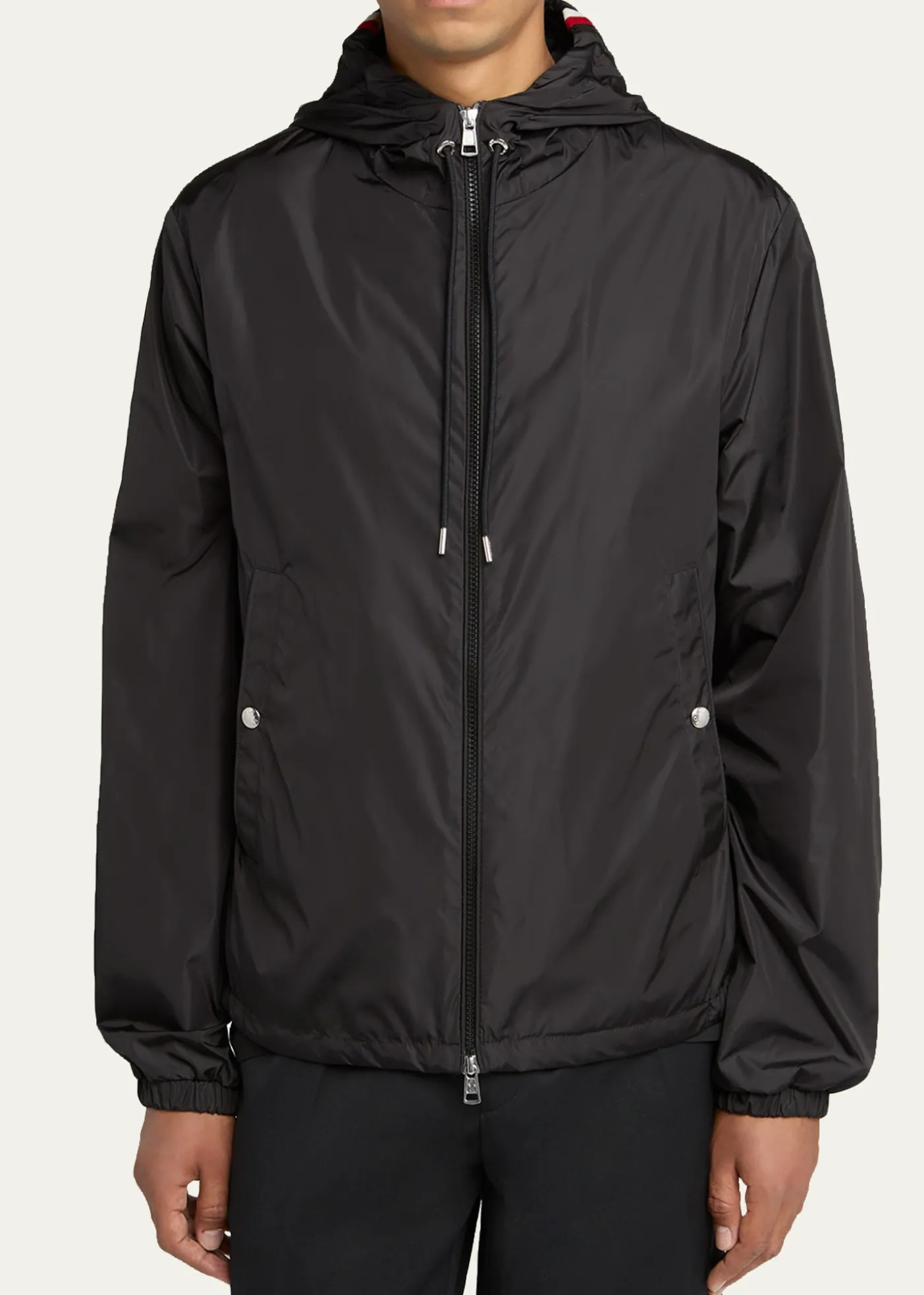 MonclerMen's Nylon Hooded Grosgrain-Trim Full-Zip Jacket