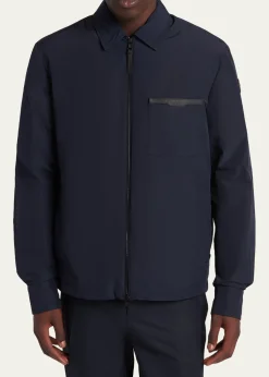 MonclerMen's Nylon Leather-Trim Full-Zip Shirt Jacket