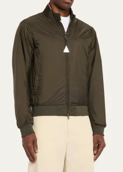 MonclerMen's Reppe Nylon Collar-Logo Full-Zip Jacket