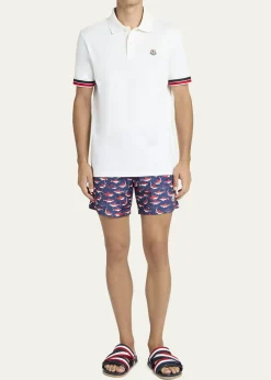 MonclerMen's Striped-Trim Pique Polo Shirt
