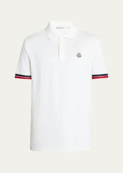 MonclerMen's Striped-Trim Pique Polo Shirt