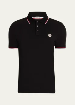 MonclerMen's Stripe-Trim Cotton Polo Shirt