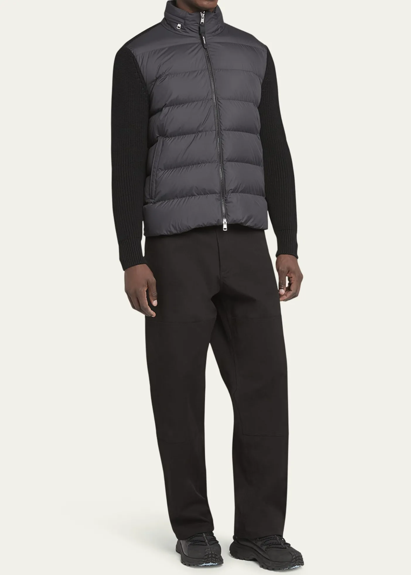 MonclerMen's Wool Knit Padded Jacket With Hood