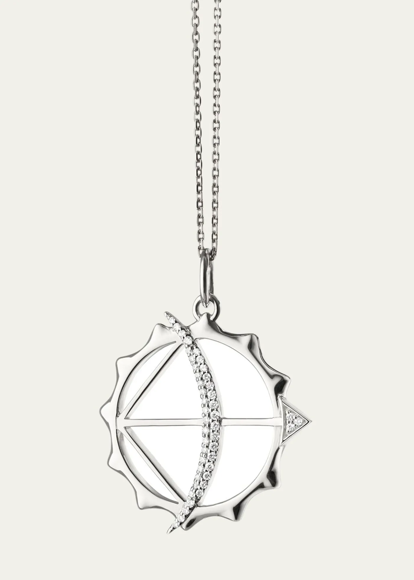 Monica Rich KosannSterling Silver Large Apollo Strength Charm Necklace with White Sapphires